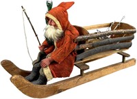 GERMAN SANTA IN WOOD SLEIGH