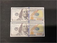 Two $100 Replica Bills Marked Movie Money