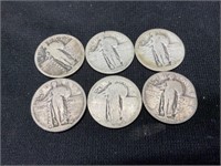 Group of 6 Standing Liberty Quarter