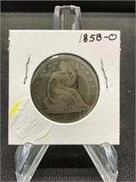 1858-O Seated Liberty Half