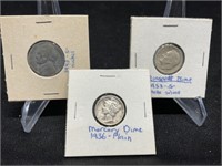 1936 Dime,1953-S Dime, 1943-S Nickel - All Silver