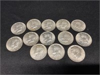 Group of 13 1969-D Kennedy Halves