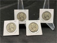 Group of 4 1939-1941 Silver Quarters