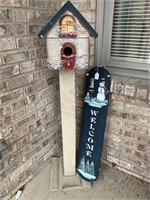 WELCOME SNOWMAN SIGN & WELCOME BIRDHOUSE