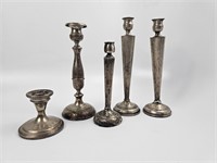 5 weighted sterling candle sticks