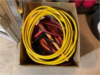 LARGE BOX OF EXTENSION CORDS, SCRAP WIRE & MORE