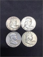 4 Franklin Halves 1952-1958