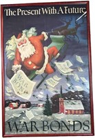 EARLY FRAMED SANTA WAR BONDS POSTER