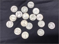 Group of 17 Silver Quarters  1940-42