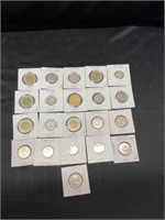 Group of 21 Canada Coins in 2 x 2 Cards