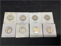 8 Silver Quarters 1932-1962