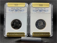 NEW YORK & NORTH CAROLINA QUARTERS SGS PR70CAM