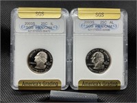 ILLINOIS & ALABAMA QUARTERS SGS PR70CAM