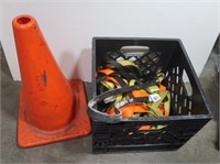 Used Traffic Cone,  Ratchet Straps