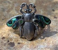 RARE NATIVE AMERICAN SIGNED BUG POISON RING