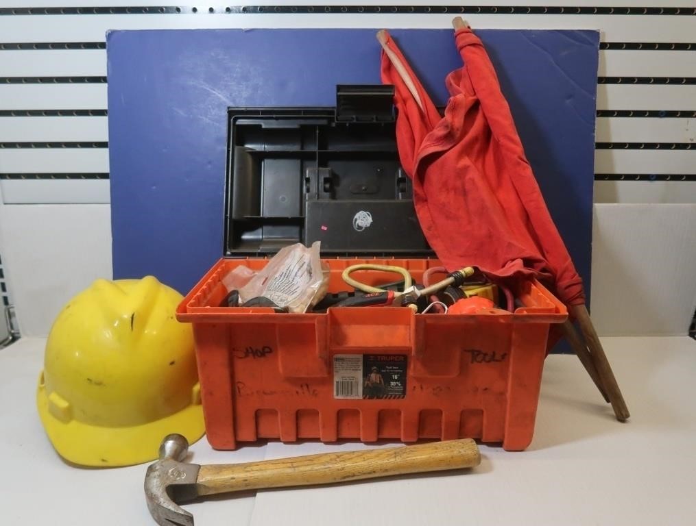 Used Toolbox w/Contents, Hard Hat