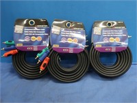 3 Monster Component RCA Video Cables-6'