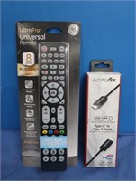 GE Universal TV Remote, USBC Cable