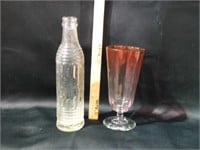SALINAS SODA BOTTLE & HAND BLOWN GLASS CUP