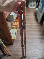 2 Carved Tribal Style Walking Canes