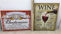 BUDWEISER & WINE SIGN