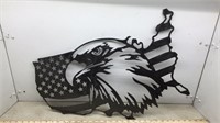 PATRIOTIC METAL ART EAGLE, USA, FLAG 24"X17"