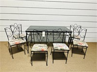 Vintage Painted Metal Patio Table & Chairs