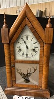 Antique Ansonia 8 Day Stag Mantle Clock Rev. Paint