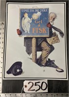 Fisk Tires Normand Rockwell Metal Advertising Sign