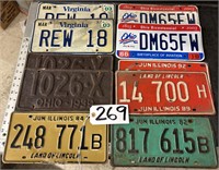 Lof of 10 Virginia Ohio License Plates