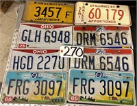 Lot of 8 Illinois & Ohio License Plates