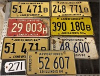 Lot of 7 Illinois License Plates