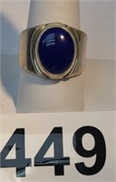 sterling silver ring w / blue stone sz. 10 - 12.4g