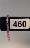 10K Bracelet w / pink stones 7 1/2"