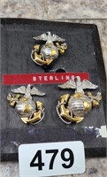 1950s US Marine Sterling Silver Hat Badges