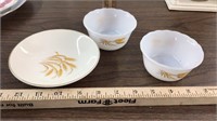 Fire king bowls & 22k gold wheat design