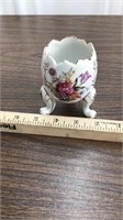 Vintage half cracked footed egg vase