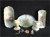 Vintage Platters, Tea Pot, Miniature Figurines &