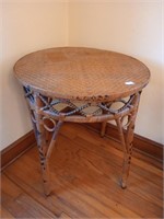 MCM/Bohemian table with amazing accents. One leg