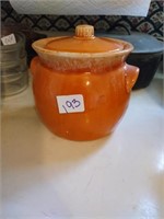 Vtg Hull orange drip bean pot or cookie jar
