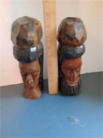 Hand carved king and queen wooden statues approx