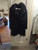 2 ladies faux fur coats, black one is sz 10.