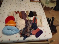 Vintage knitted scarves & hats, gloves, booties