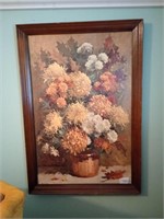 Great chrysanthemums picture and a wooden frame.