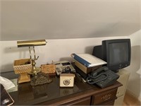 Lamp, electronics, office supplies, Dell monitor,