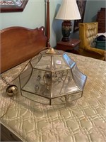Large Brass vintage chandelier with beveled glass