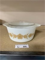 Butterfly Gold Pyrex Dish w/Lid