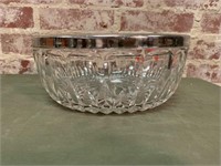 Glass Serving Bowl With Metal Rim