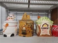 3 vintage cookie jars.  Chef baker cookie jar.