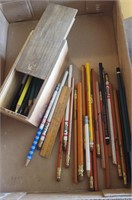 Dovetailed wooden box with pencils